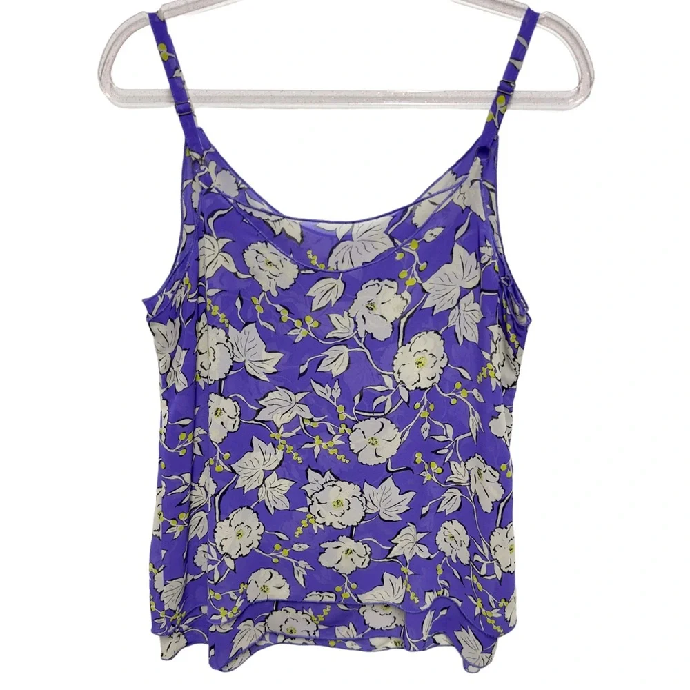 Chiffon Knit Double Layered Flowy Cami Tank Top Blouse - Picture 8 of 11